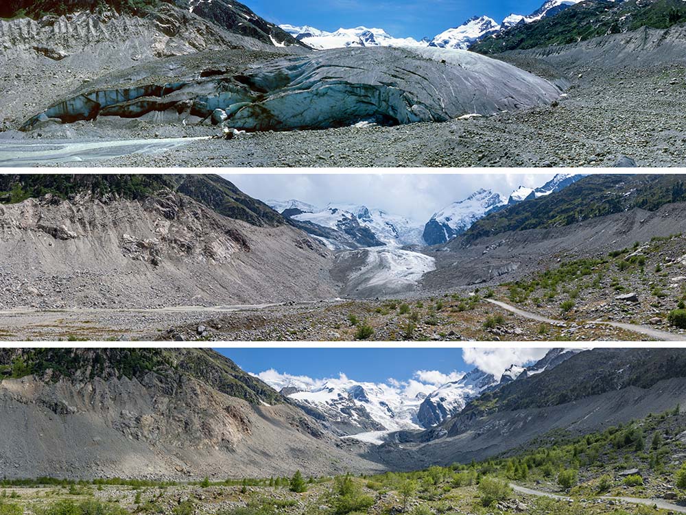 Glacier recession in the Swiss Alps Glacier recession in the Swiss Alps